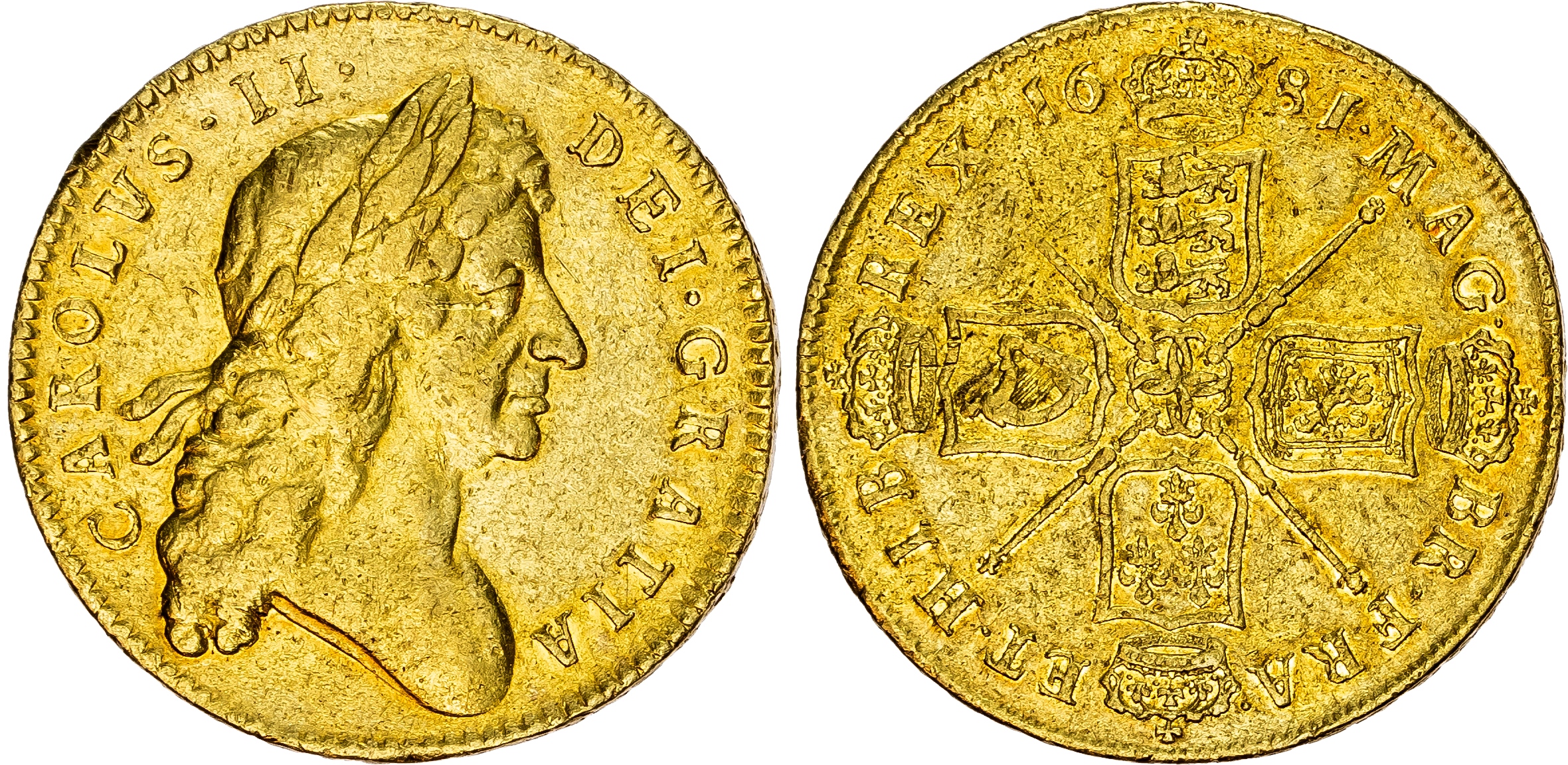 Charles II (1660-85), Five Guineas, 1681