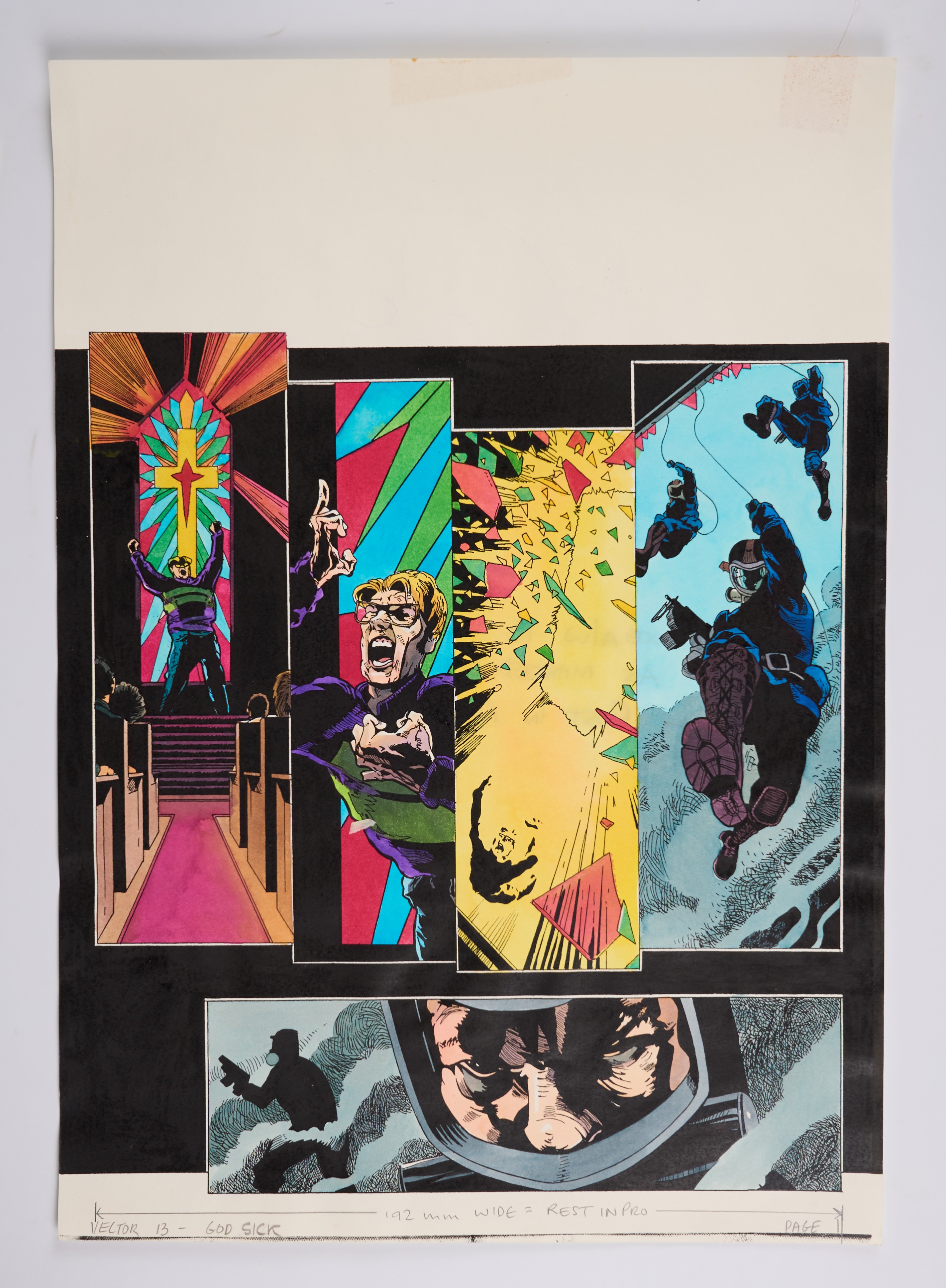 Allan Bednar 2000 AD Prog #1083 Case Six: Godhead Revisited Vector 13 Colour Story Pages (Fleetway, 1998) Total 5