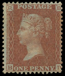 1855 1d Red-brown Pl.14. (Alphabet II). Very fine unused o.g. example lettered BD. Centred slightly to the right...