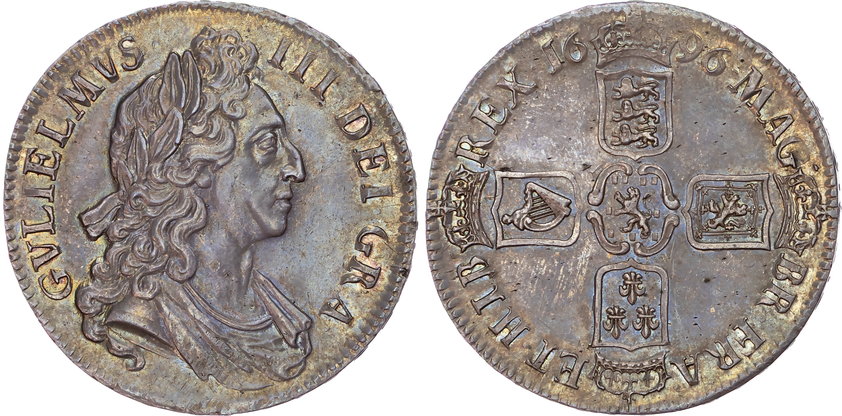 William III (1694-1702), AR Crown, 1696, OCTAVO.
