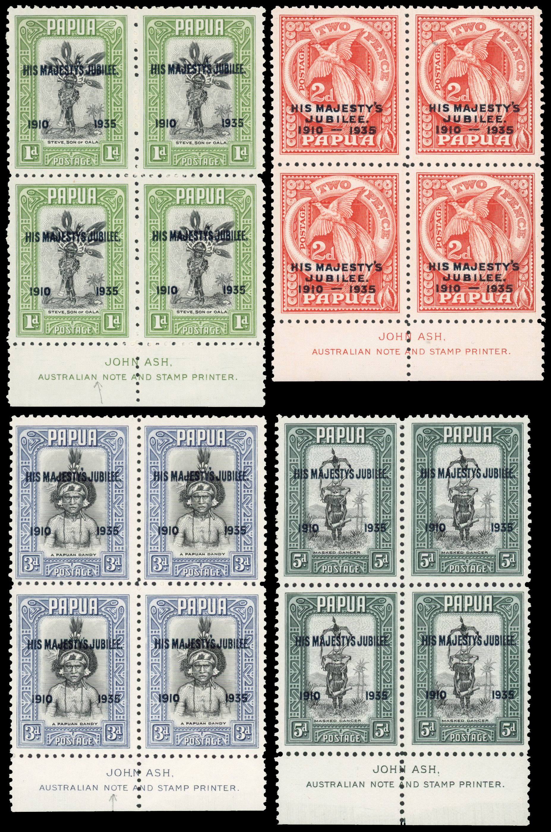 Papua 1934-5 blocks mint