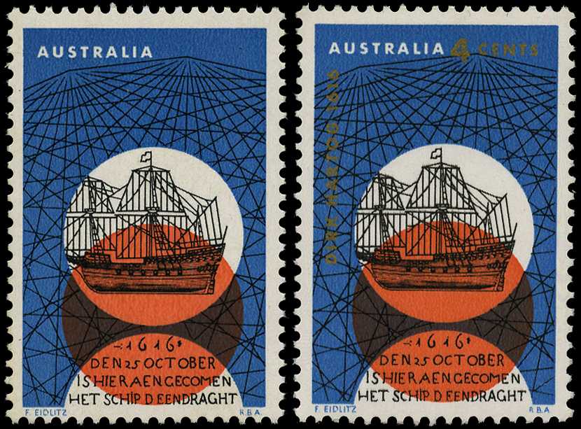 1966 Dirk Hartog Landing 4ct showing variety...