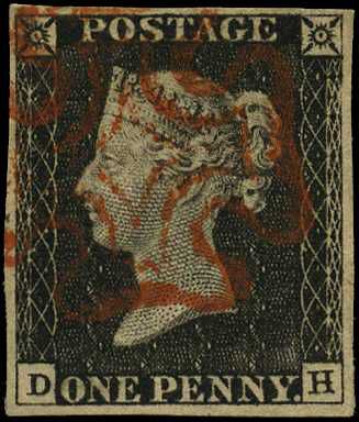 1840 1d black Plate 3 (DH) four clear to...