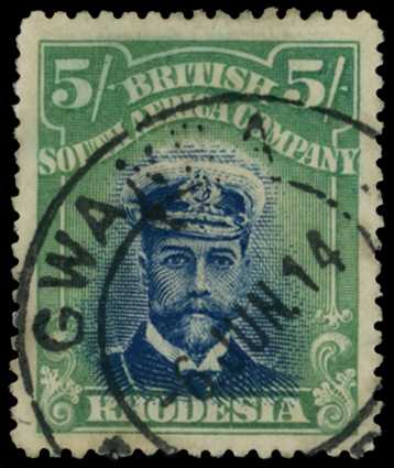 1913-7 5/- Head Die II, perf 15. Used...