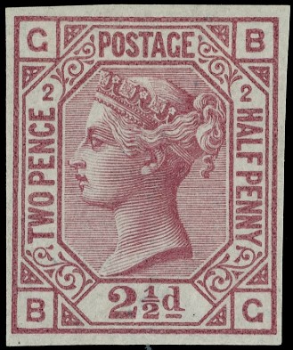 1875 2½d Rosy mauve Pl.2. imperforate imprimatur