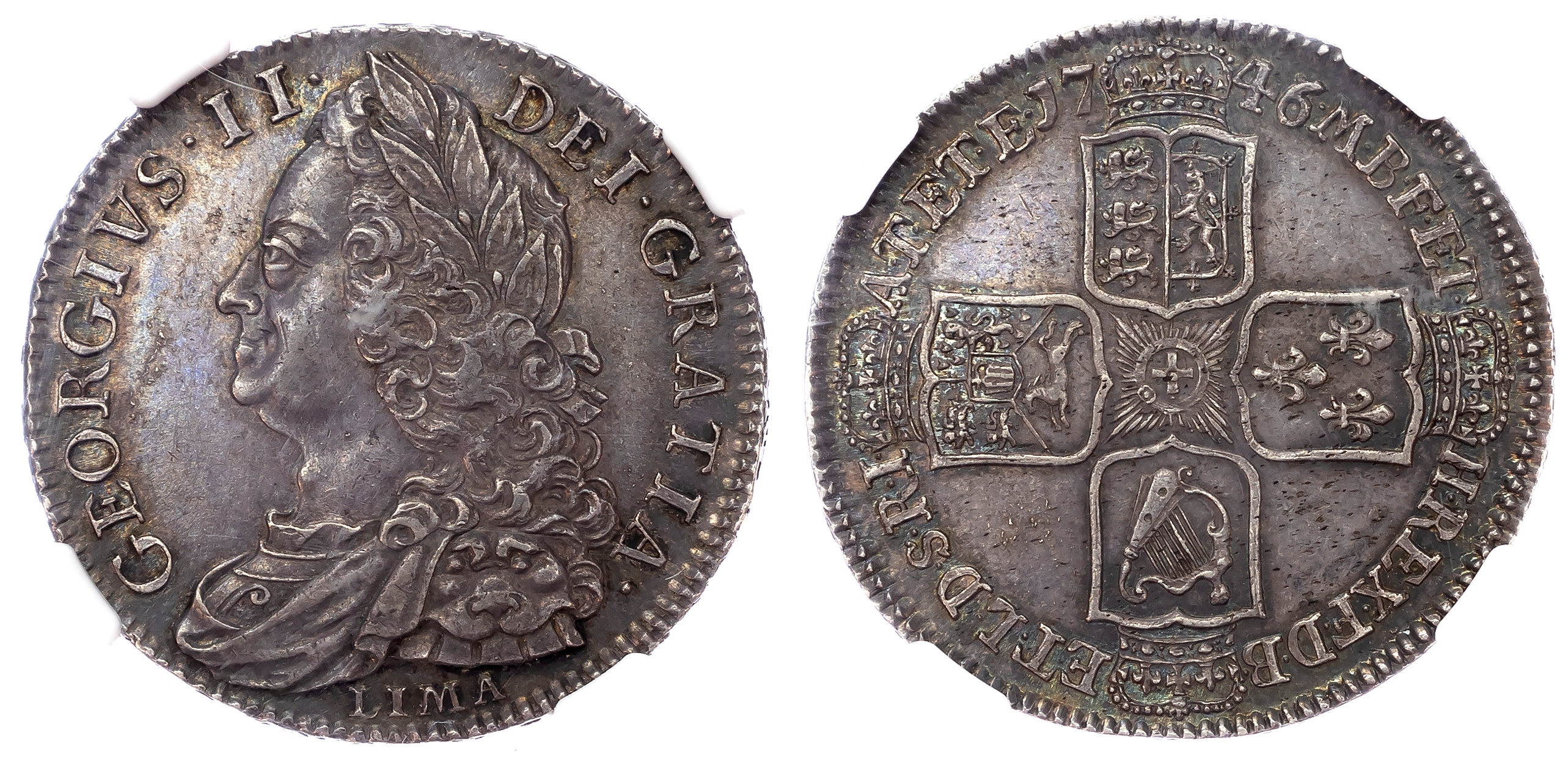 George II (1727-60), Halfcrown, Lima, 1746/5 - NGC MS62