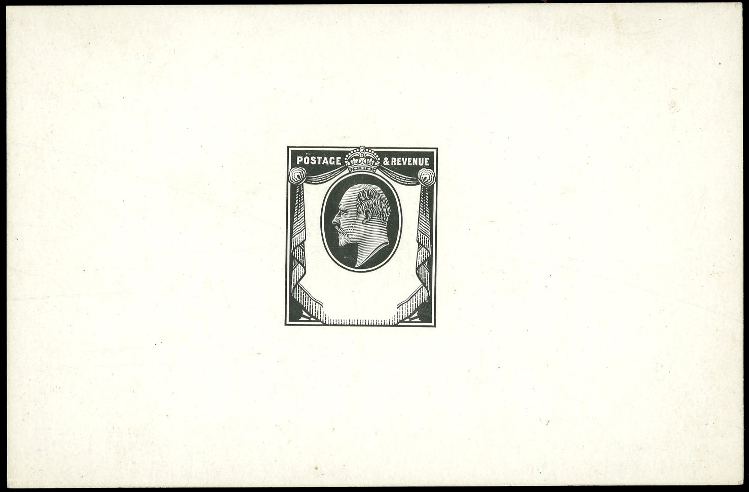 1901 1½d die proof (Head plate) printed in black on white glazed card