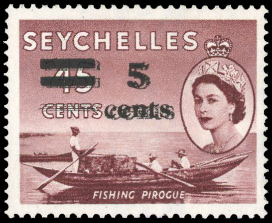 Seychelles SG 191e surcharge double lpog