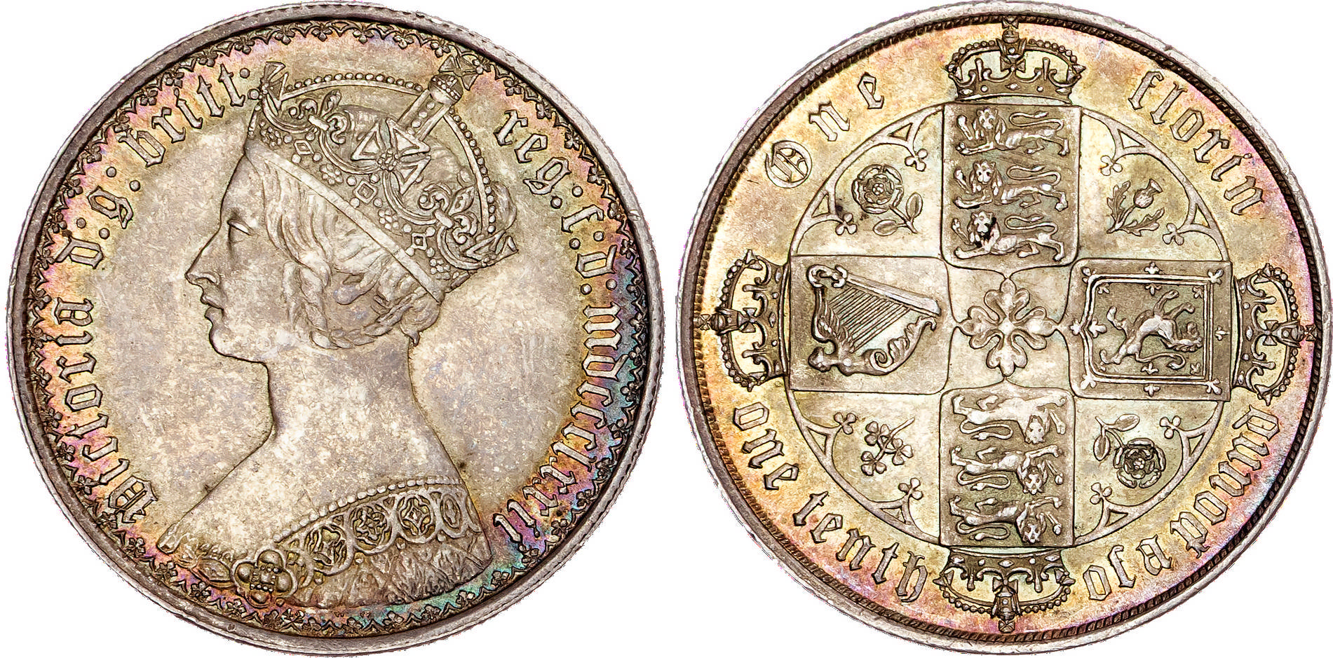 Victoria (1837-1901), AR Florin, 1872 mdccclxxii, die number 42.