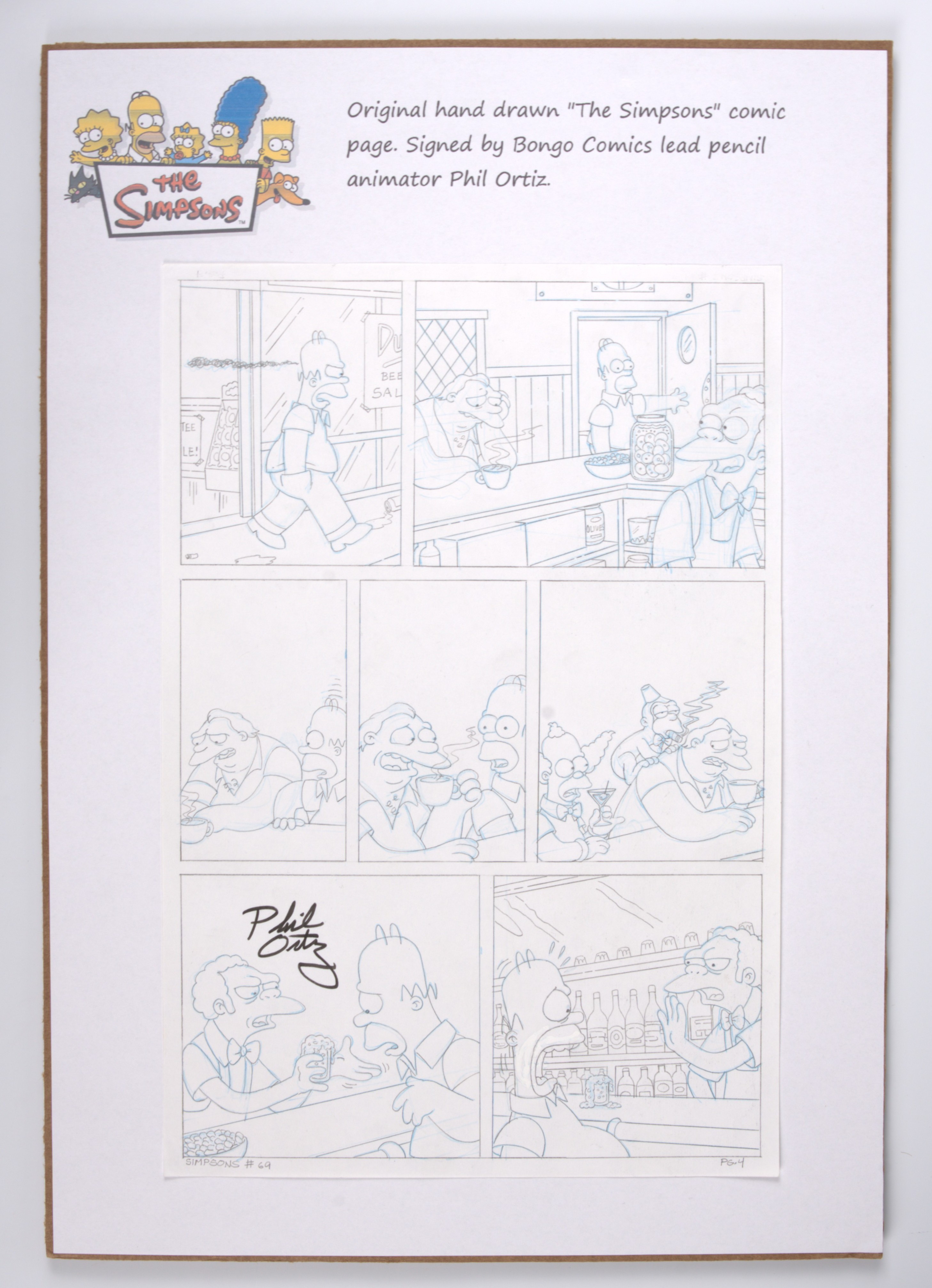 Phil Ortiz The Simpsons Comic #69 Original Pencil Comic Page 4 Signed (Bongo Comics, 2002)