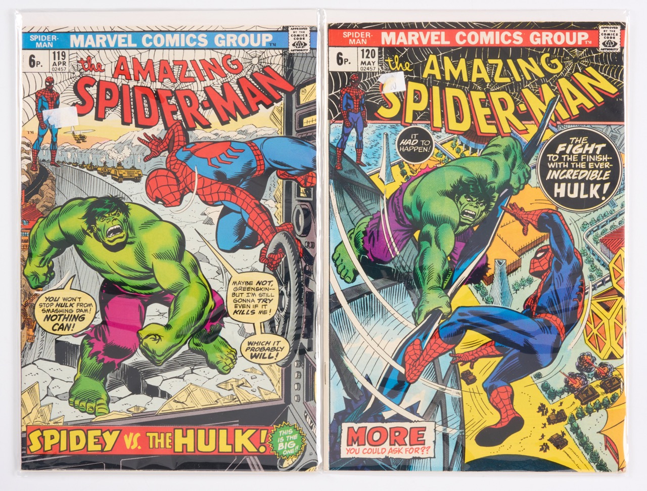 Amazing Spider-Man #119 & #120 Spider-Man vs. Hulk (Marvel Comics, 1973)