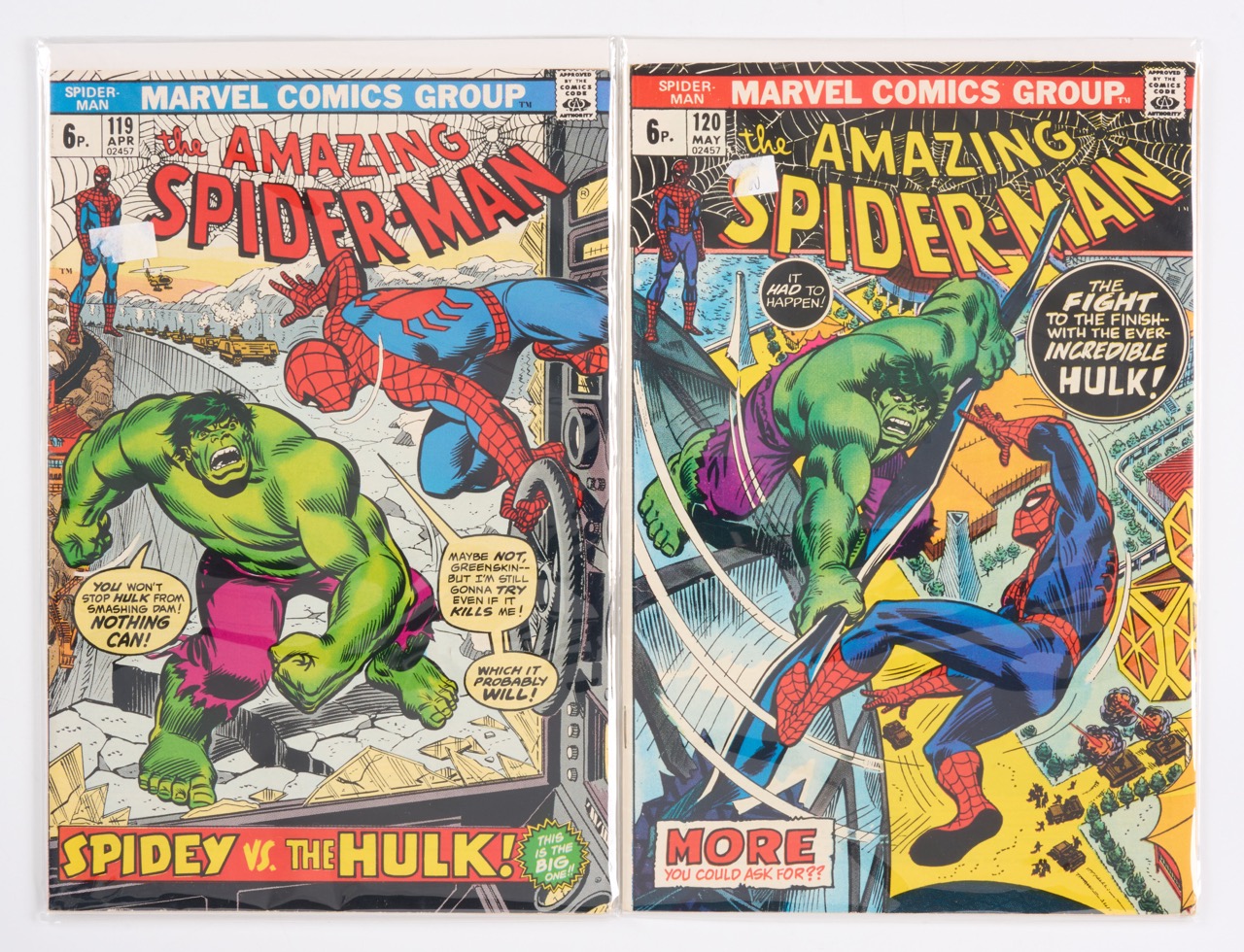 Amazing Spider-Man #119 & #120 Spider-Man vs. Hulk (Marvel Comics, 1973)