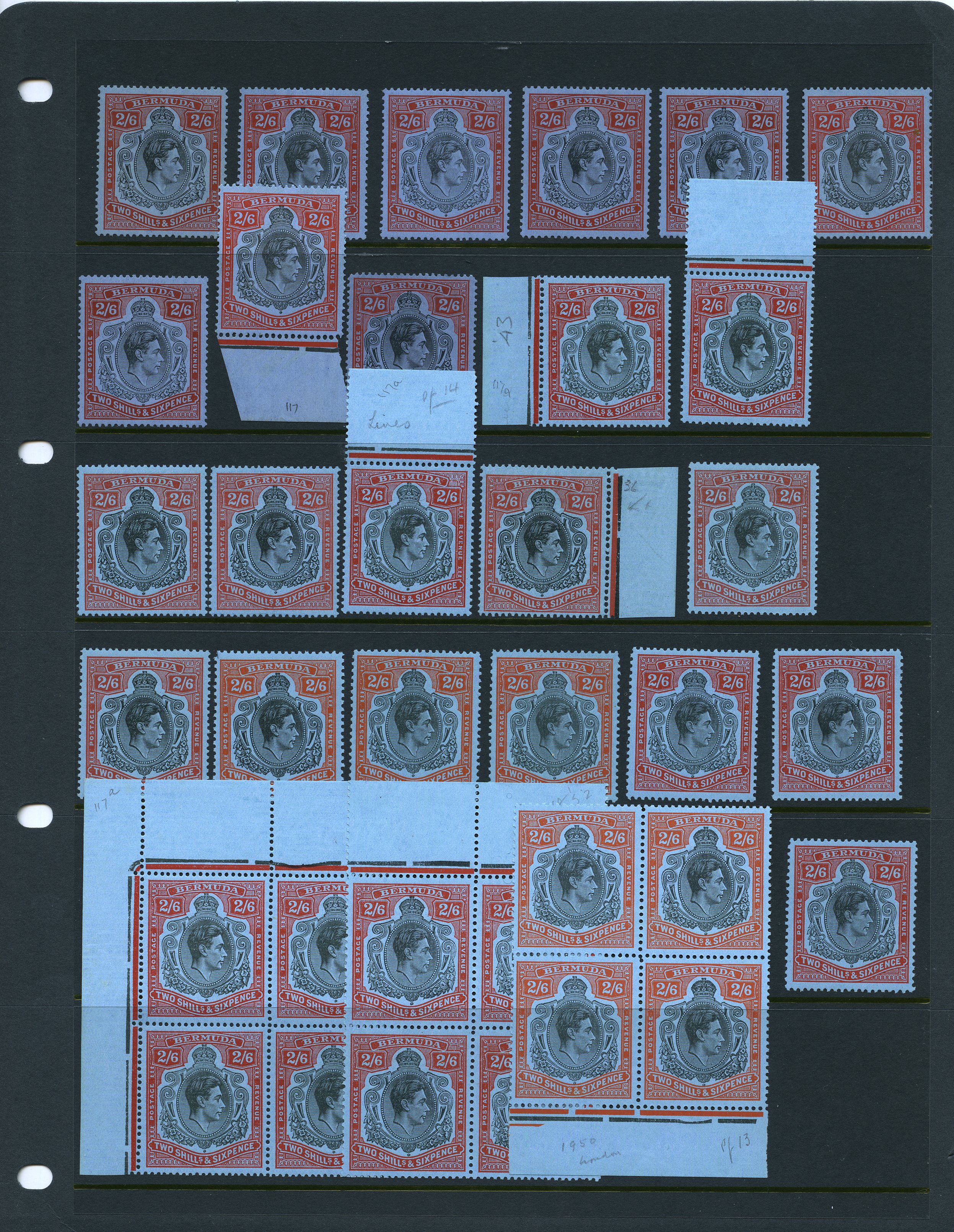 1938-50 2/6d mint group with singles (23),...