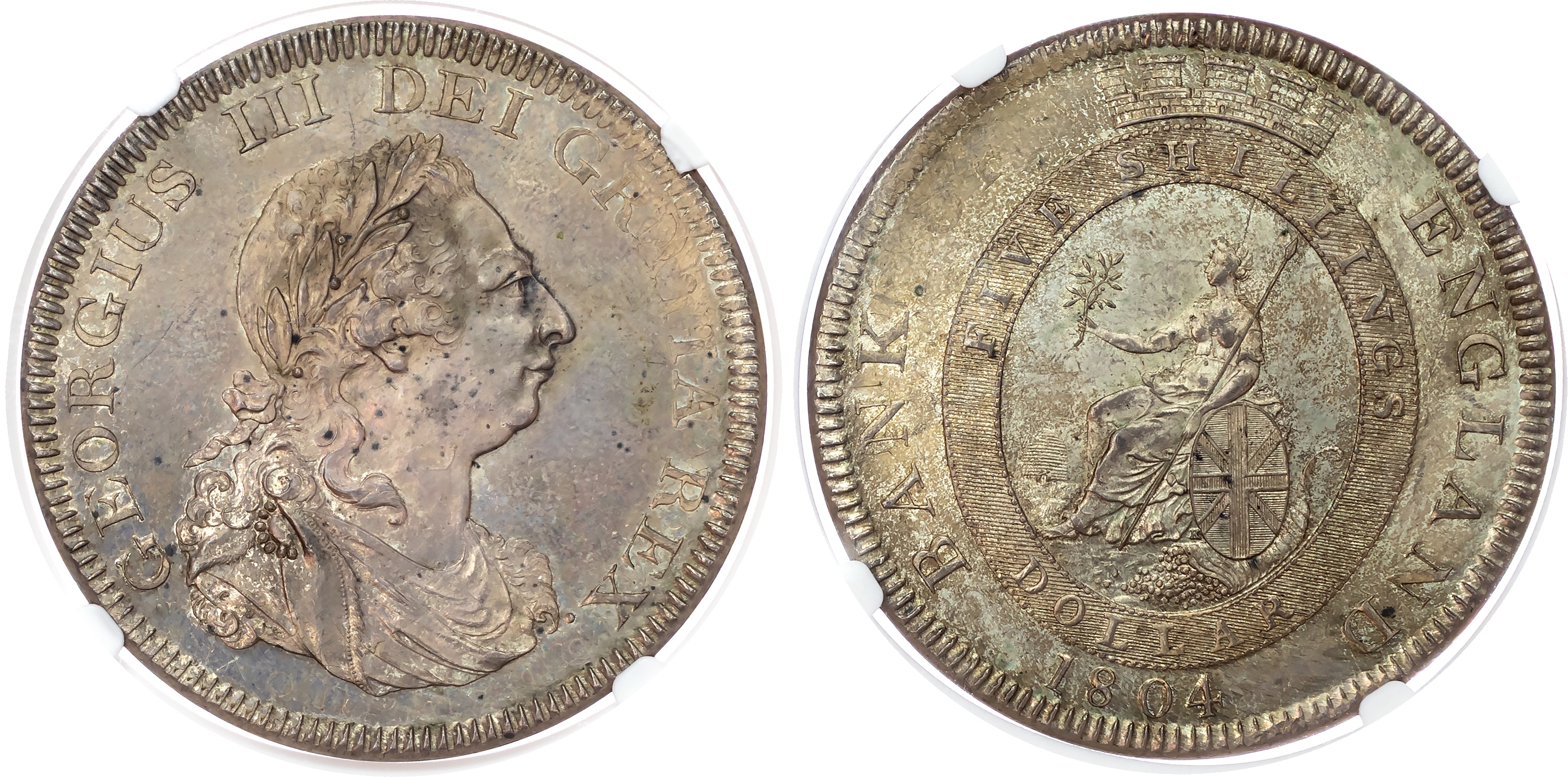 George III (1760-1820), Bank of England Issue (1804-1816), AR Dollar, 1804, NGC MS63.