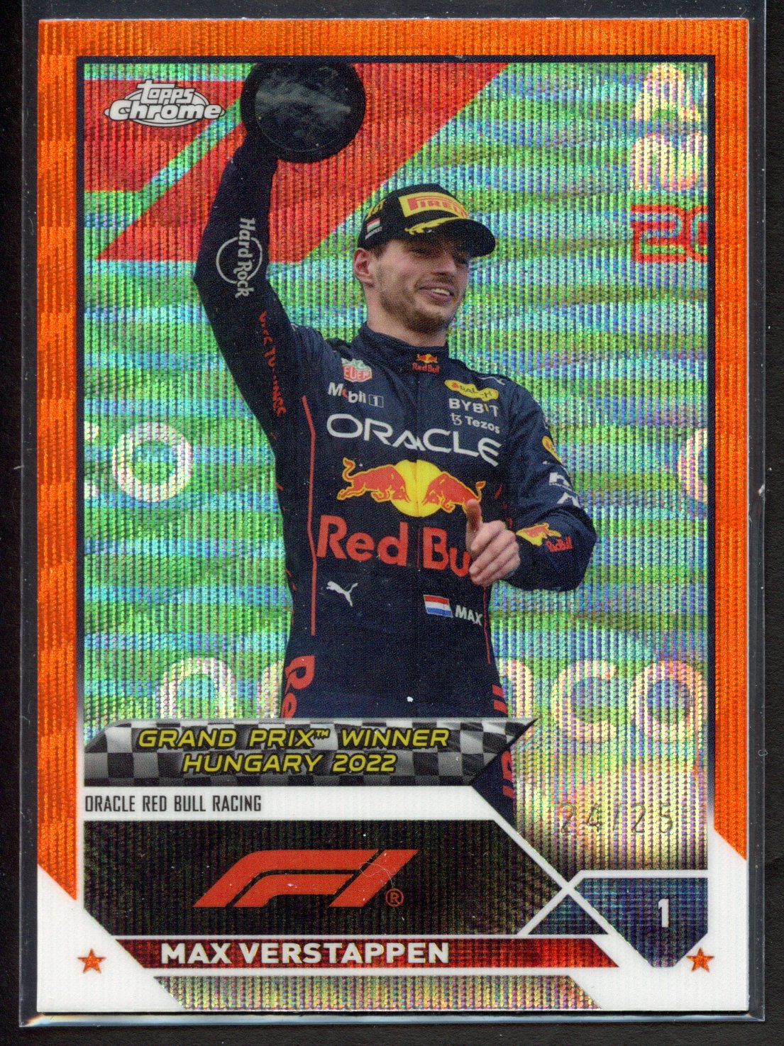 <p>2023 Topps Chrome Max Verstappen #156 Orange Wave Refractor</p>