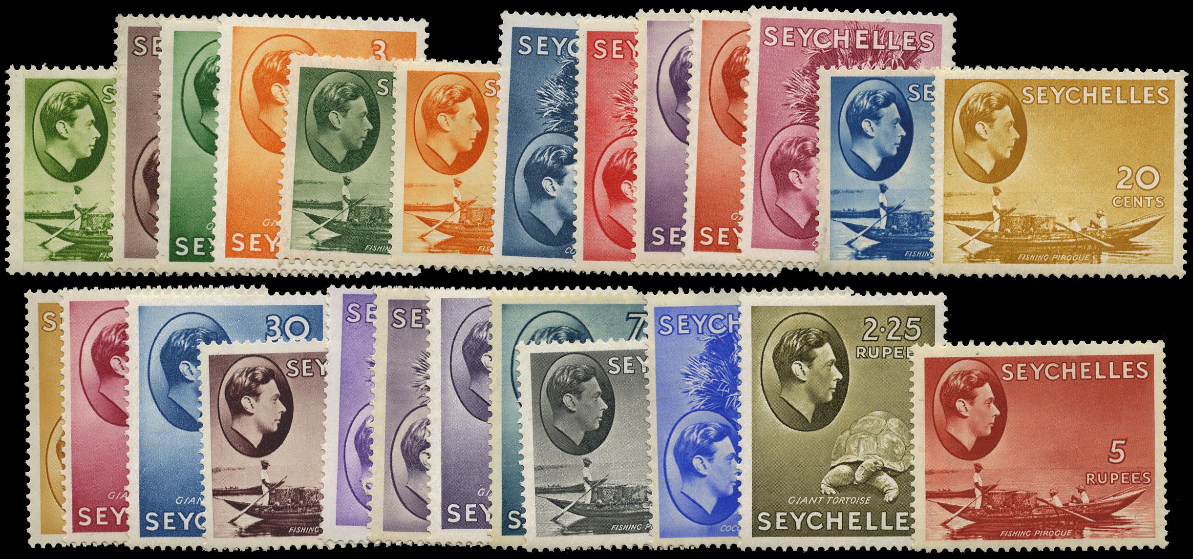 1938-49 set of twenty five to 5r red, (minus...