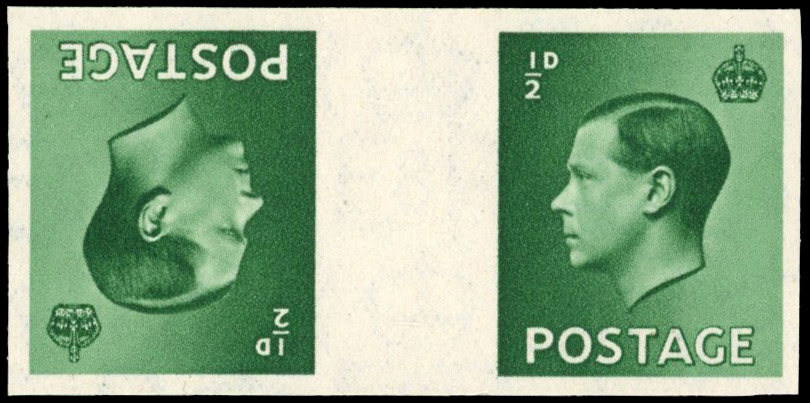 Great Britain 1936 ½d Green, Horizontal Tête-bêche Gutter Pair, BPMA Imprimatur, SG 457