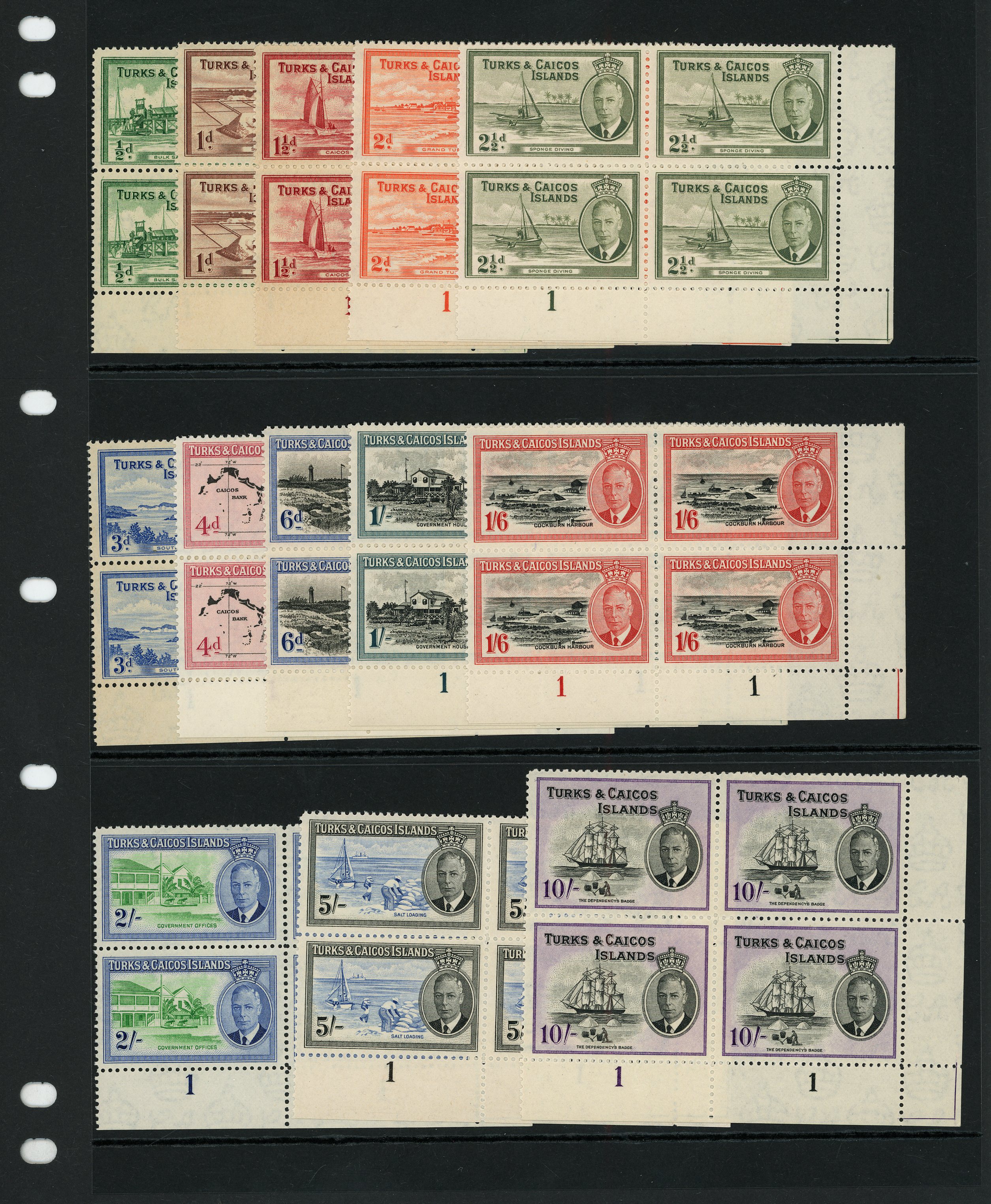 Turks & Caicos Islands SG 221-233 Plate blocks mint