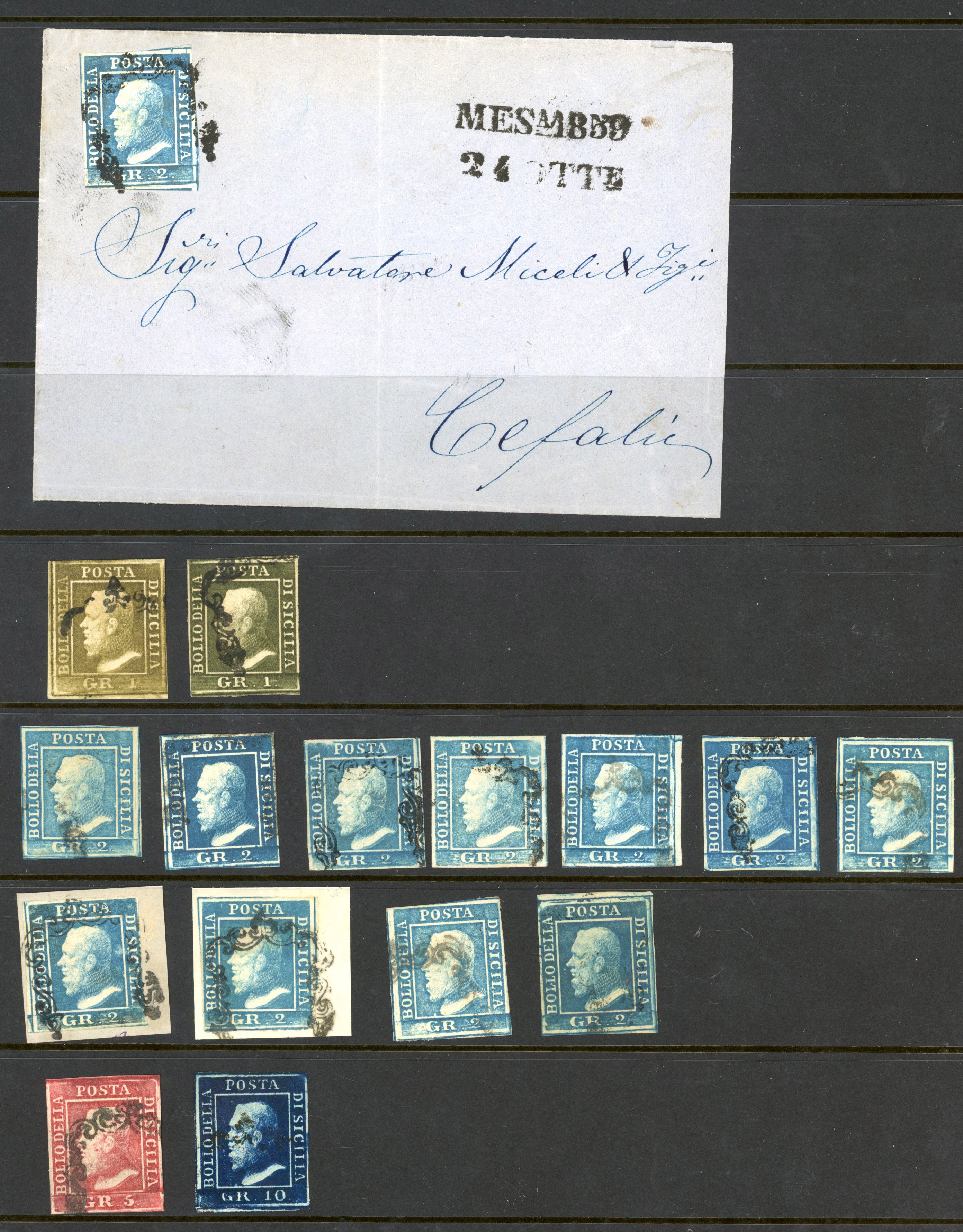 Sicily 1859 selection of used values to 10gr