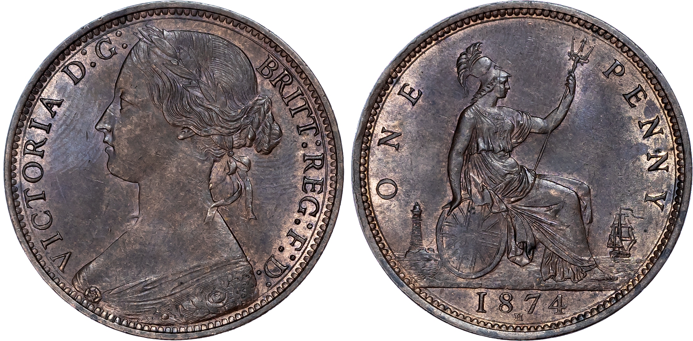 Victoria (1837-1901), Penny, 1874 H