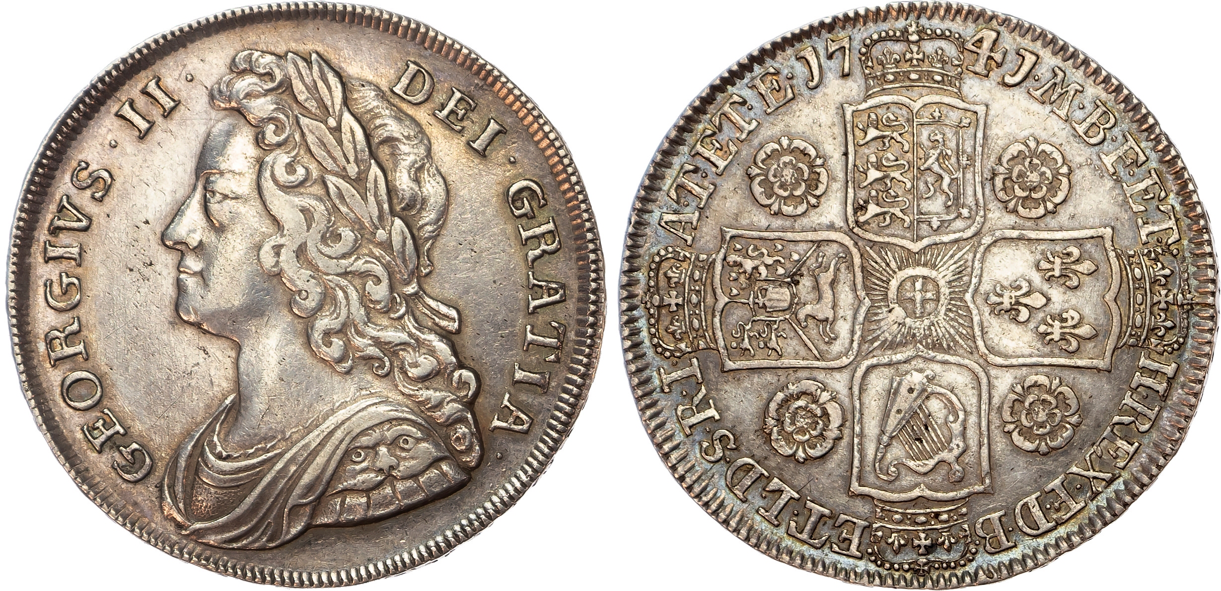George II (1727-1760) Halfcrown, 1741, DECIMO QVARTO.