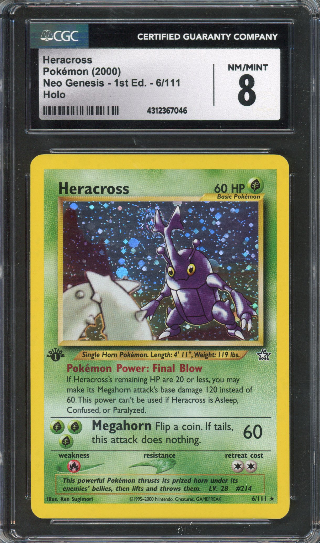 Pokémon TCG - CGC 8 1st Edition Heracross Neo Genesis NM/MINT 