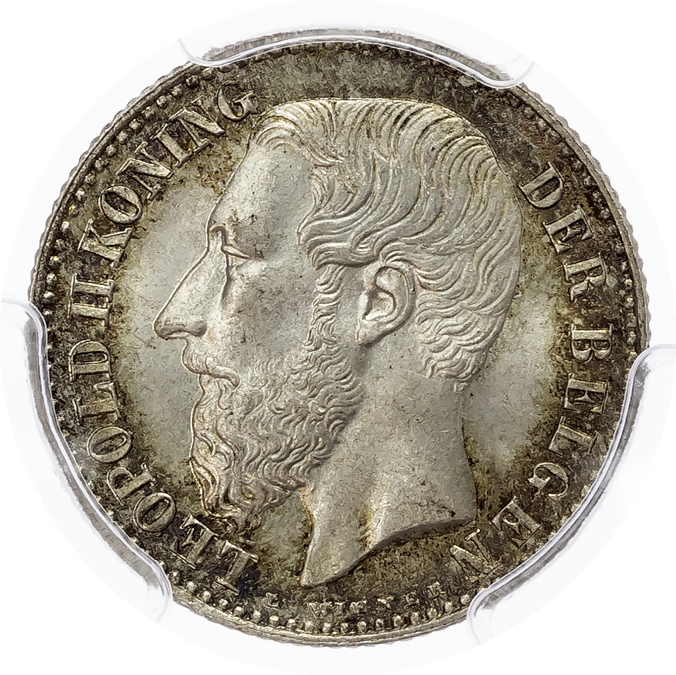 Belgium. Leopold II AR 1 Franc. 1887. (without period)
