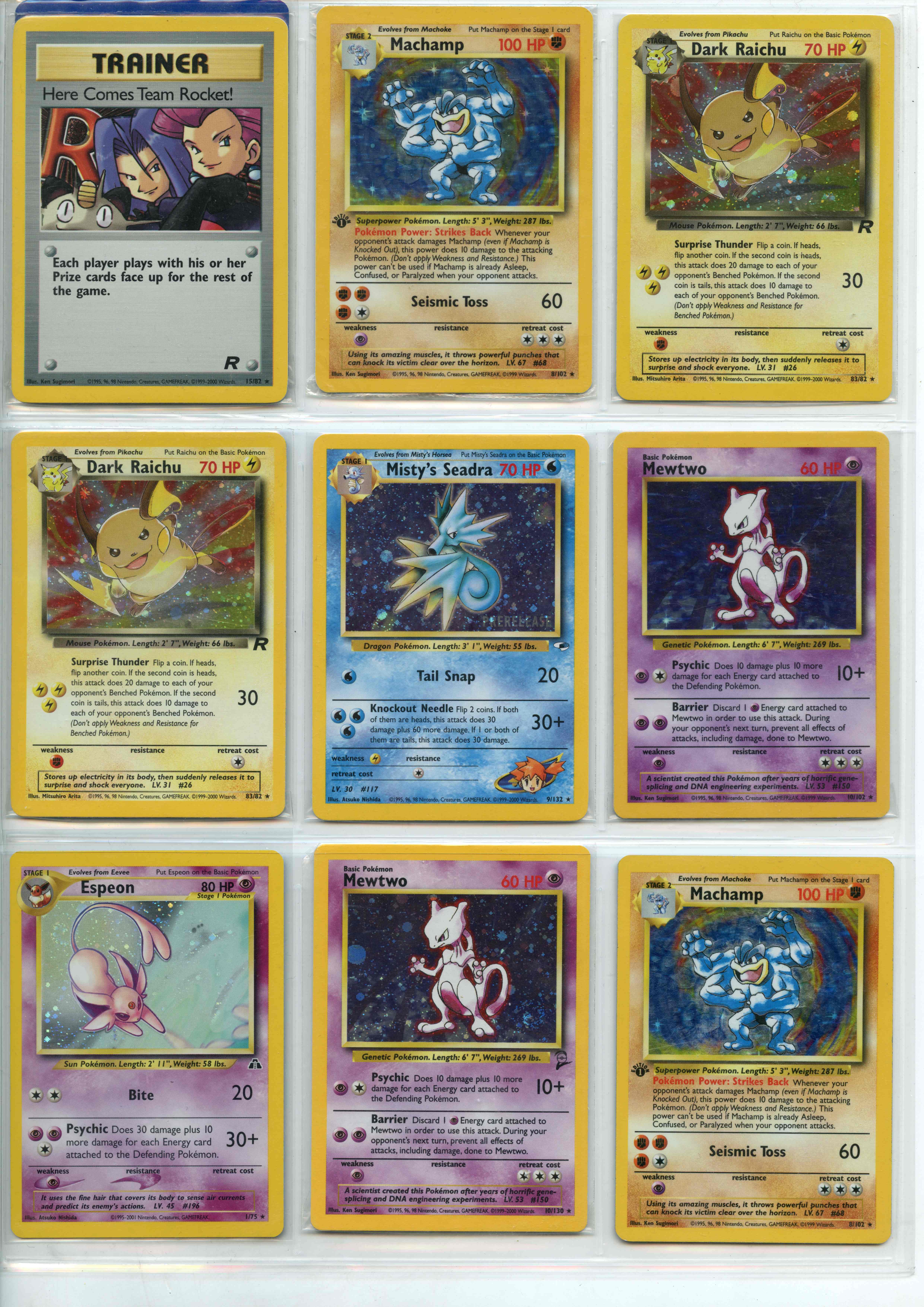 Pokémon TCG - Vintage WOTC holos - 10 holos - Espeon, Sealed Machamp 