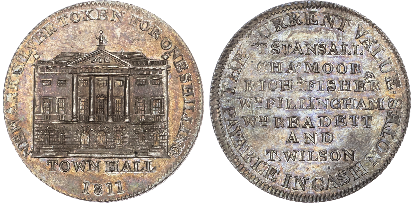 Nottinghamshire, Newark. T. Sansall et al, silver shilling, 1811.