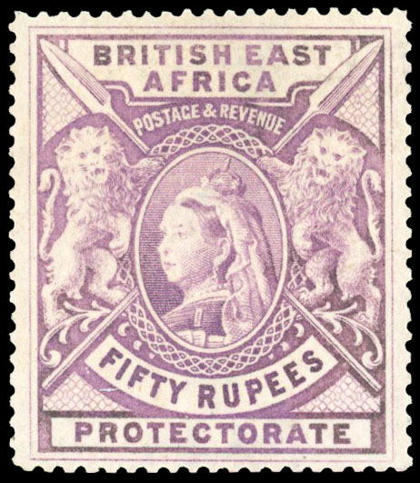 British East Africa SG 99 50r mauve wmk reversed lpog 