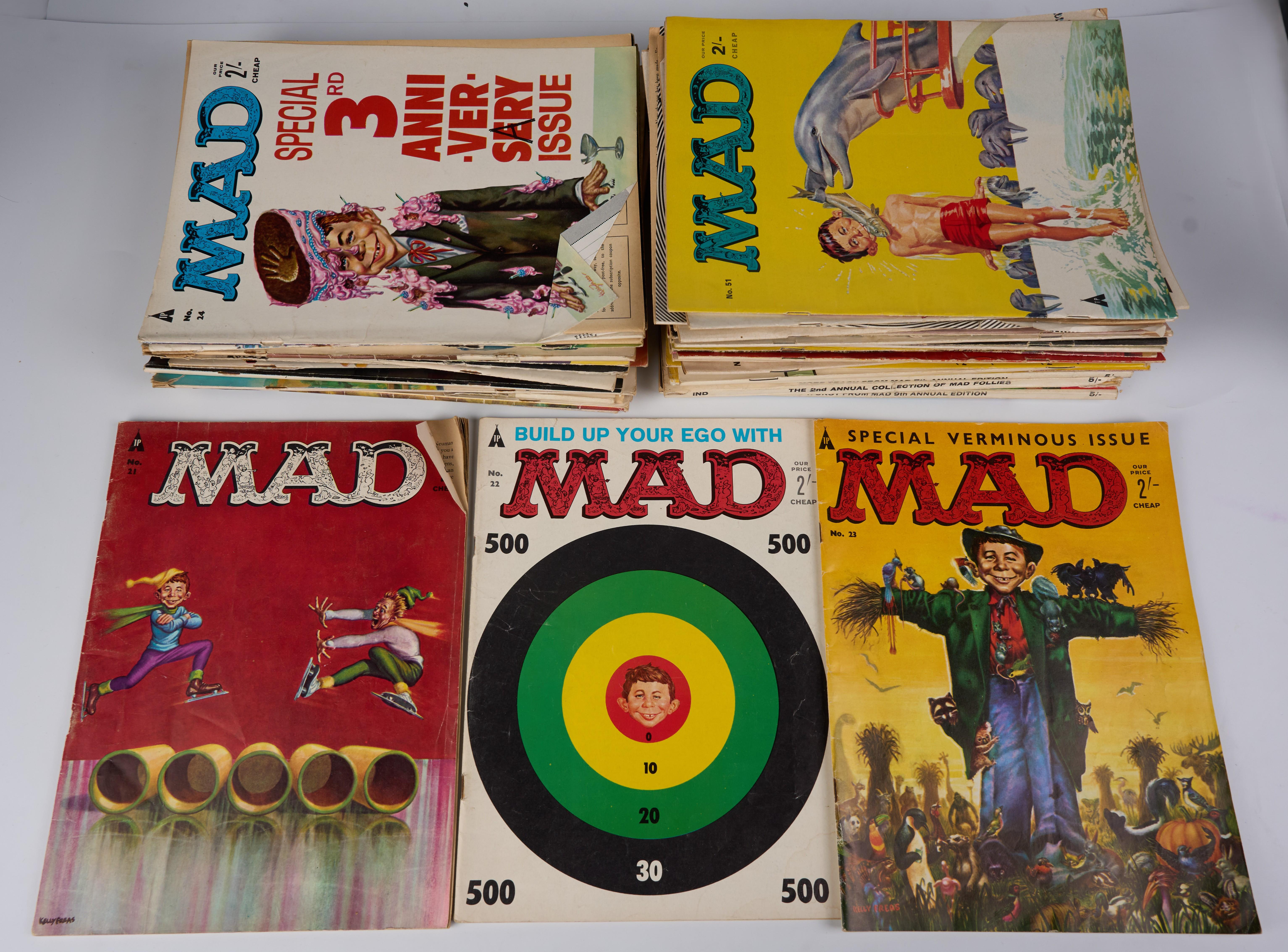 Mad Magazine UK Incomplete Run #21-#86 & Annuals (Thorpe & Porter, 1961-1966) Total 46