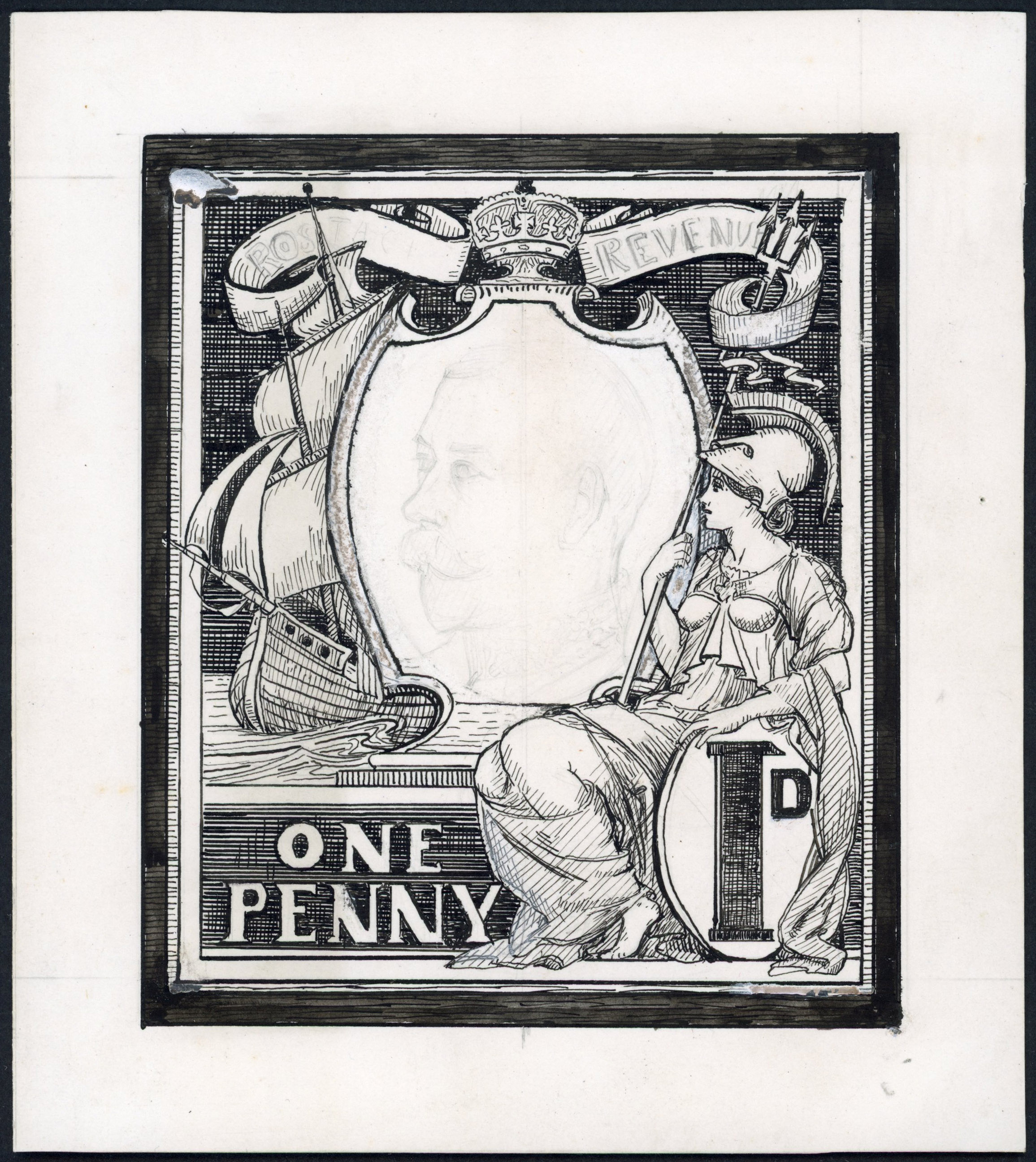 GB 1911 1d Mackennal Essay artwork
