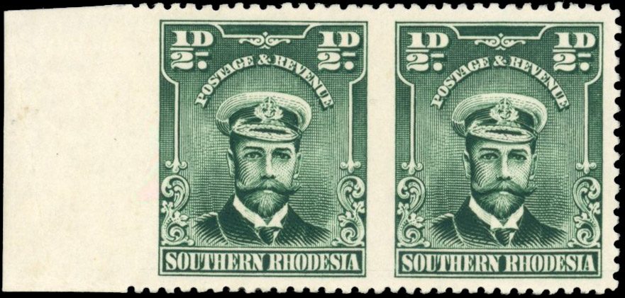 Southern Rhodesia SG 1a ½d pair imperf between mint