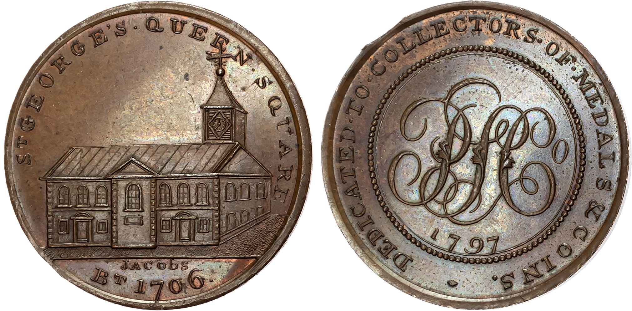 London , High Holborn , Skidmore’s Series of Churches and Gates,Halfpence, St. James’s Clerkenwell, rev. Bible, edge SK …