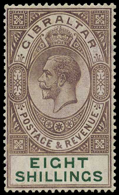 1924 8/- dull purple and green, watermark...
