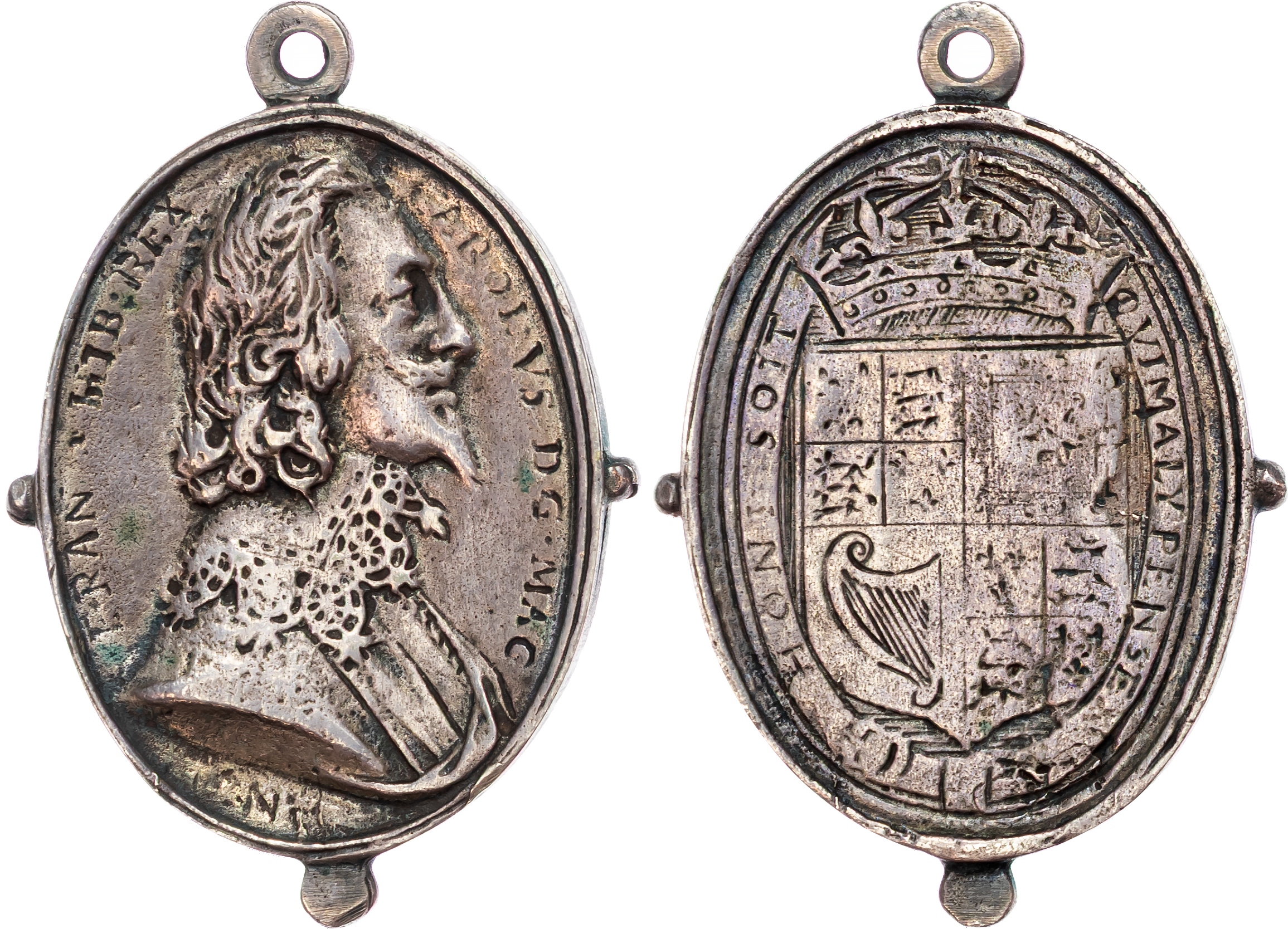 Charles I, (1625-1649), Royalist Badge later cast and chased AR badge. 
