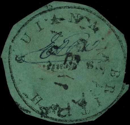 1850-51 8c green 'Cotton reel', Townsend...