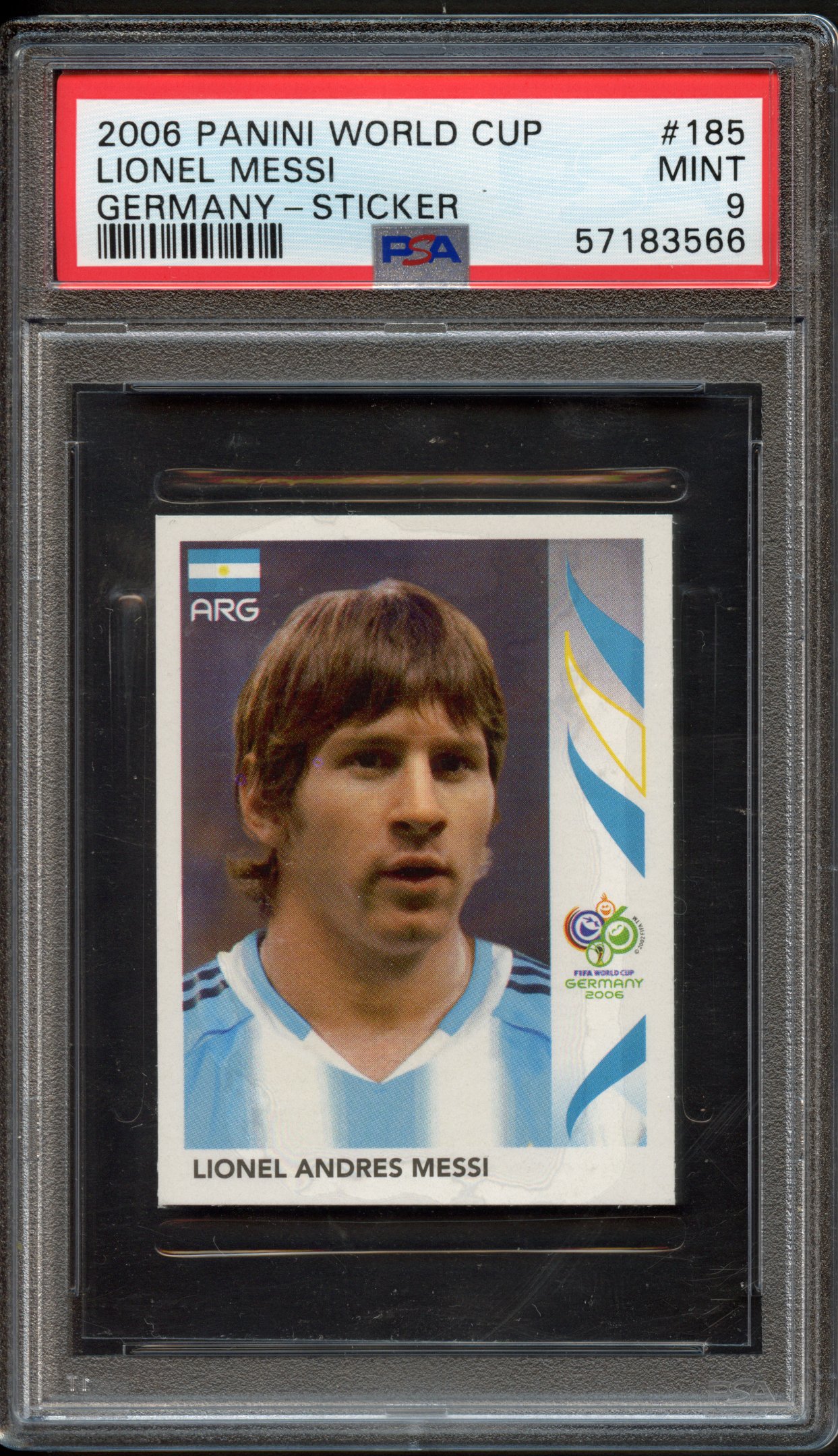 PSA 9 2006 Panini World Cup Lionel Messi Germany Sticker