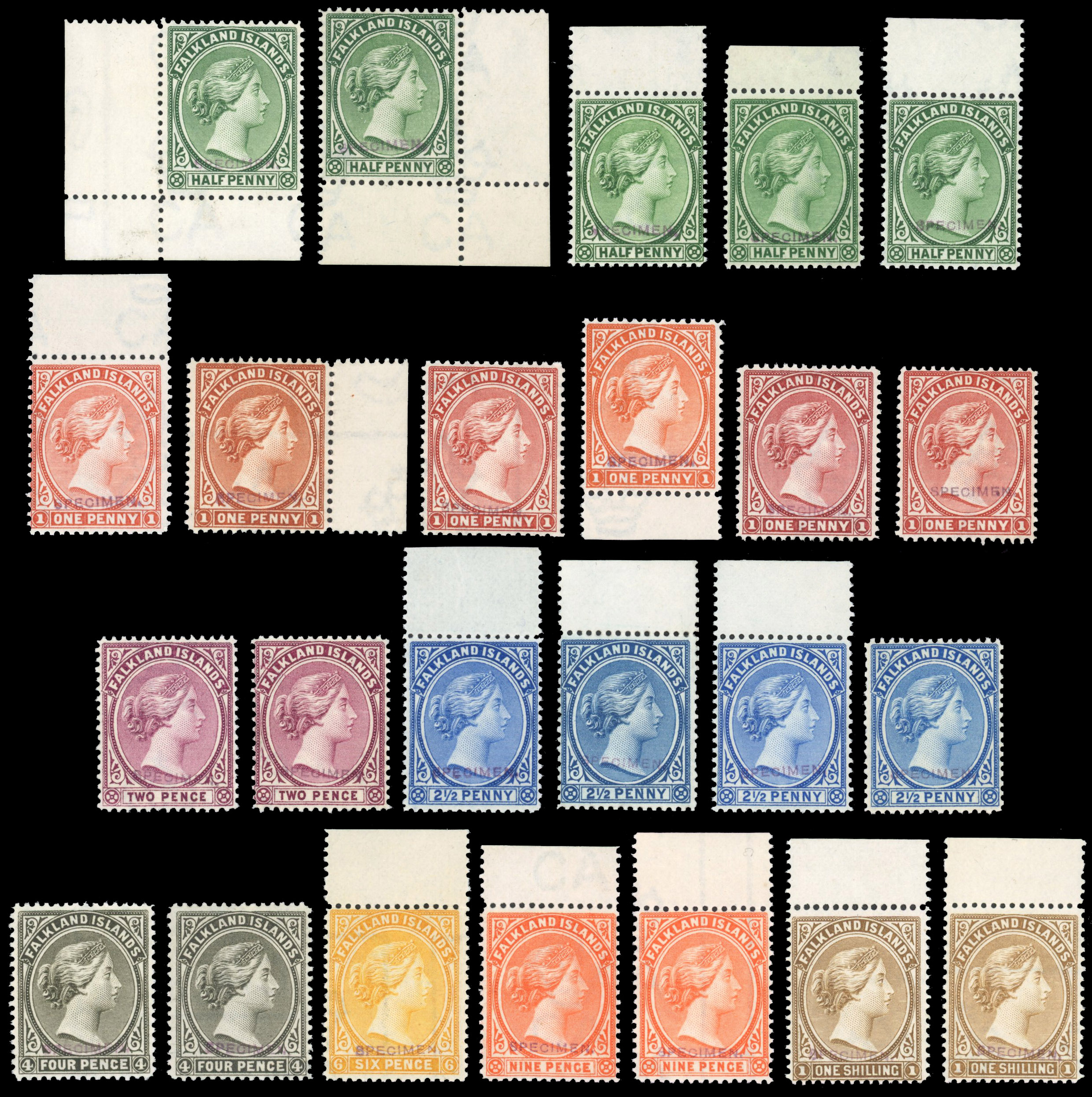 † Falkland Islands Bourne Head complete BW SPECIMEN SET of 24