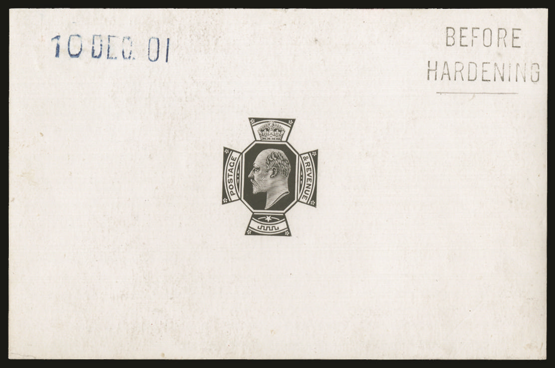 Great Britain 1901 9d Die proof (Head Plate). Very fine example printed in black on white glazed card (92 x 59mm),…