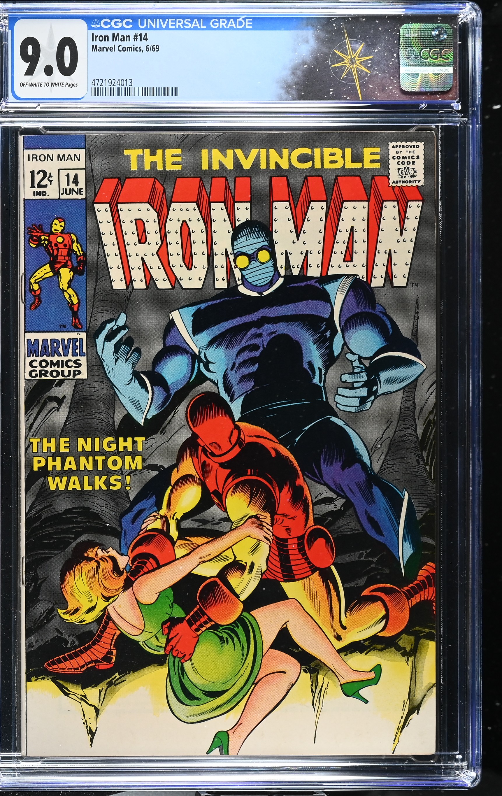 Iron Man #14 CGC 9.0 "The Night Phantom Walks" 1st Appearance of Night Phantom (Marvel Comics, 1969) Off-White to White Pages