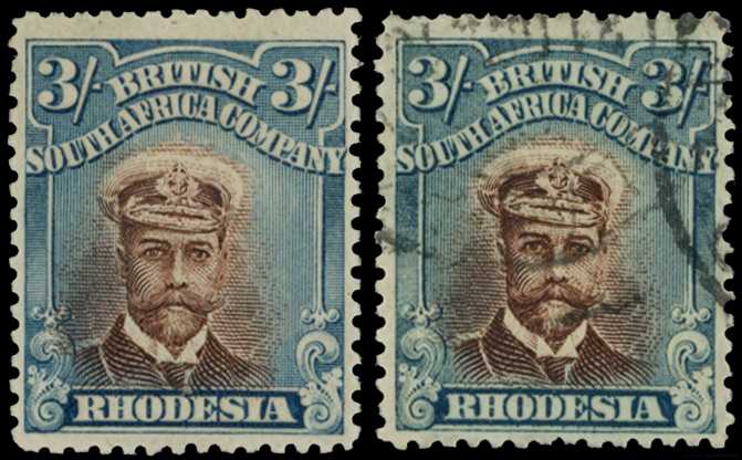 1913-7 3/- Head Die II, perf 14. Large part...