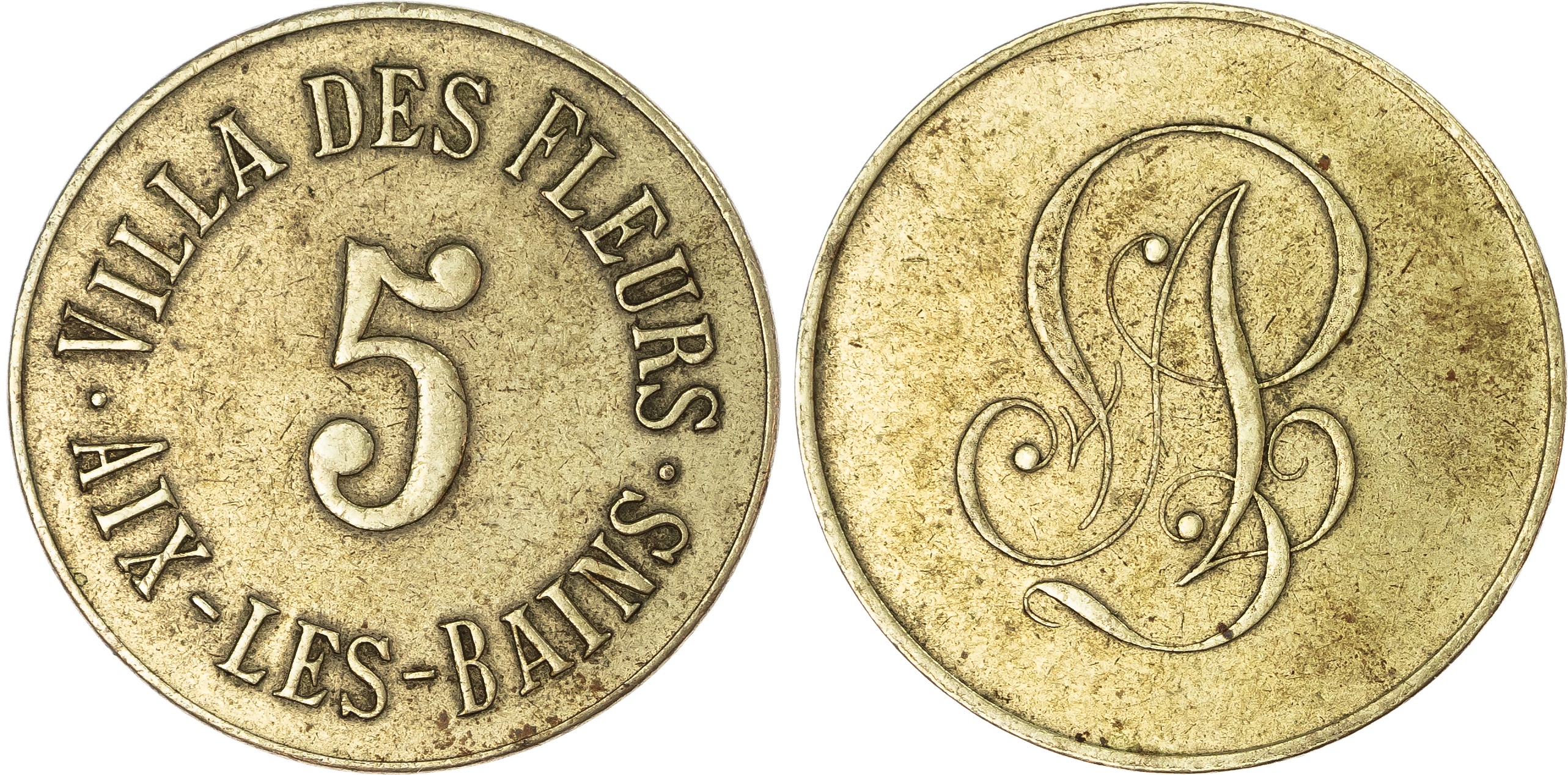 France. Aix Les Bains Ni 5 Francs Jeton. 1910-1930. 