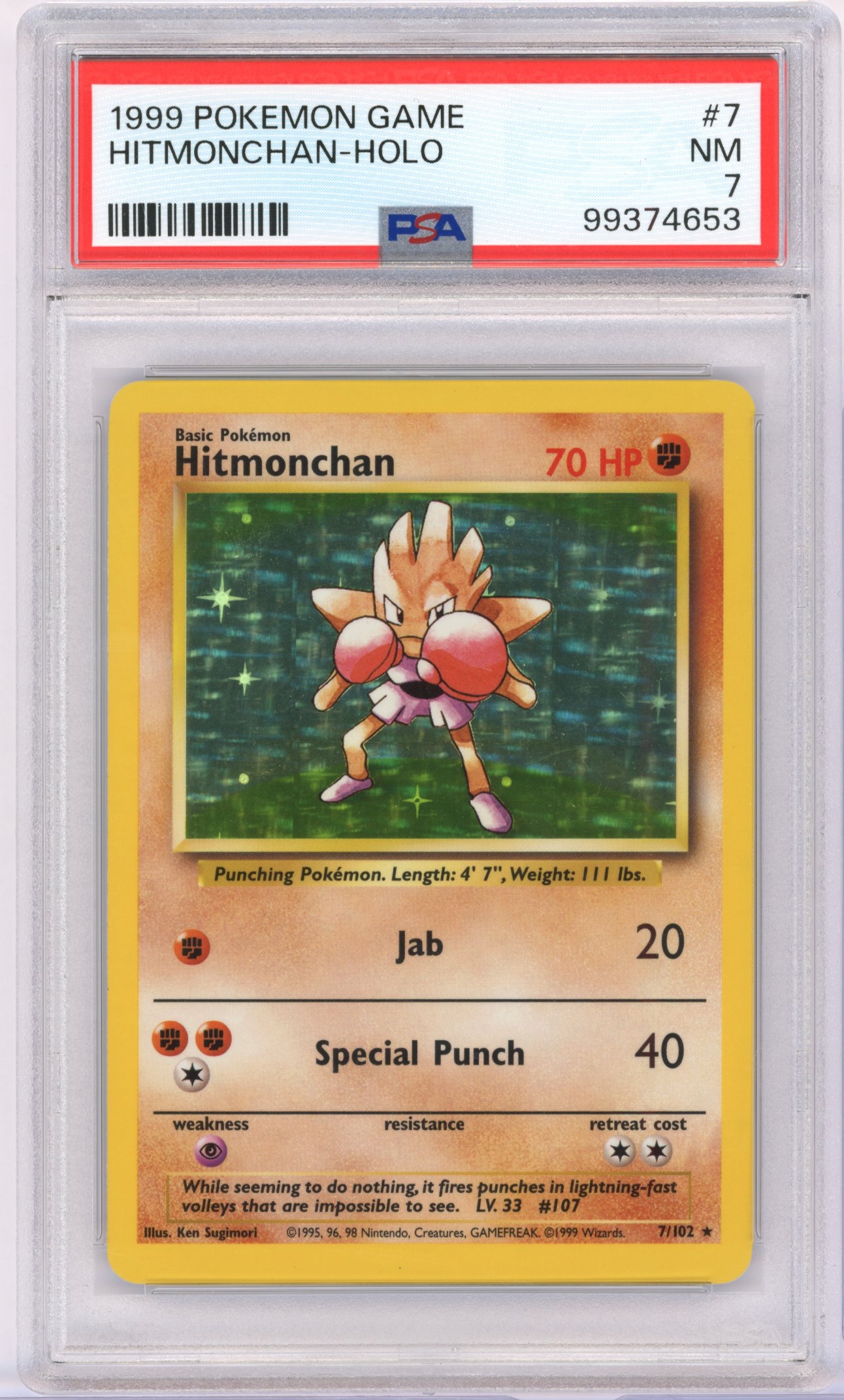 PSA 7 Hitmonchan #7 Holo Base Set