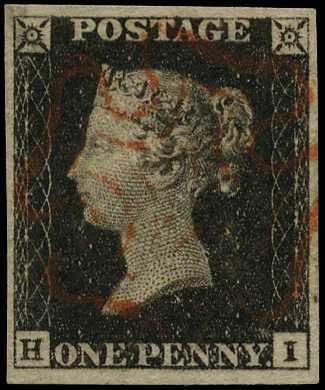 1840 1d black, Plate 1a (HI), good even...