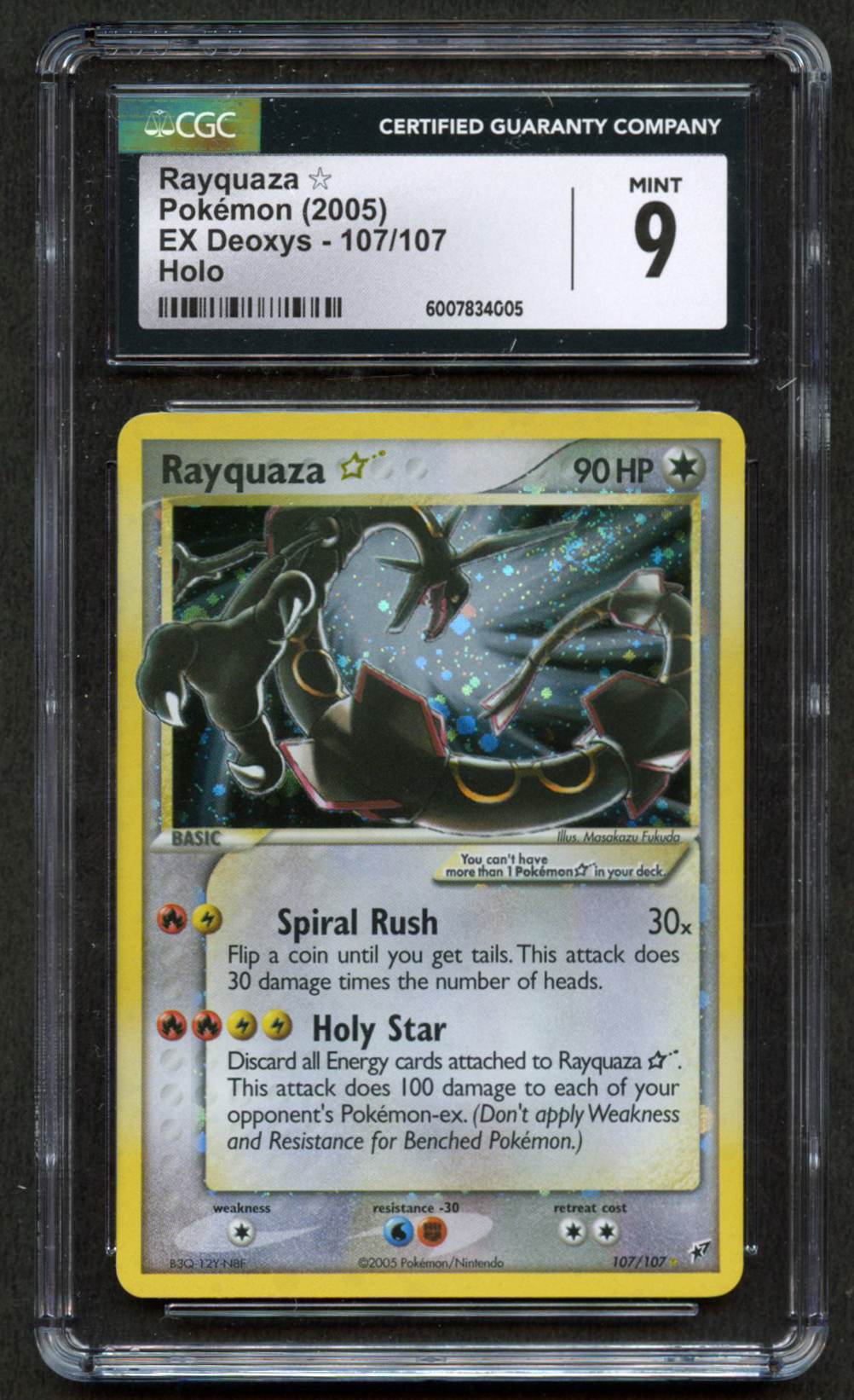 CGC 9 Rayquaza ☆ Gold Star - EX Deoxys 2005 - 107/107 Holo