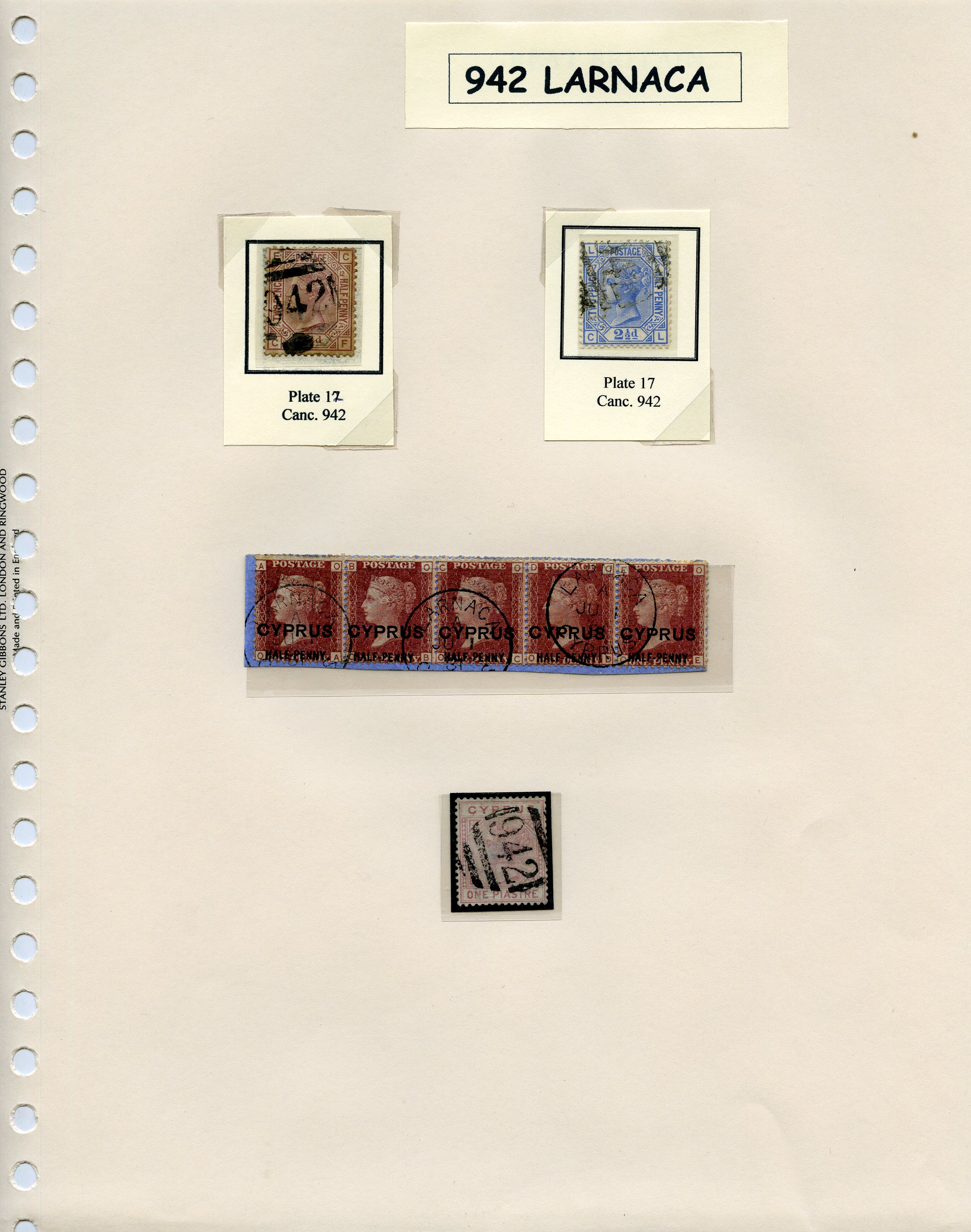 GB Used in Cyprus. 1878-80 Larnaca 942...