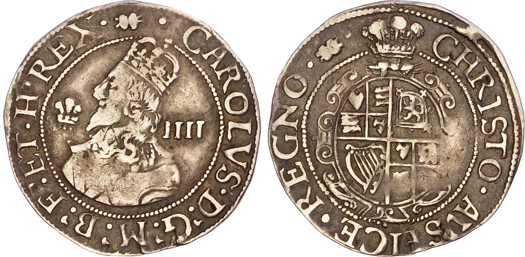 Charles I (1625-1649), AR Groat, Aberystwyth mint (1638/9-42), mm. book. 