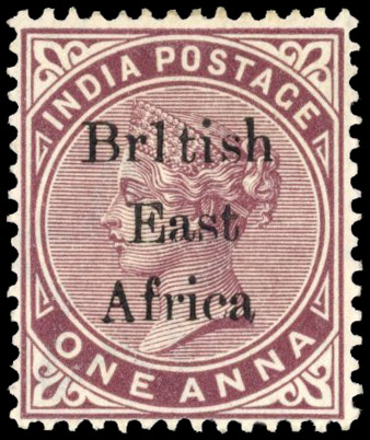 British East Africa SG 50b 1895 1a India with 'Br1tish' mint