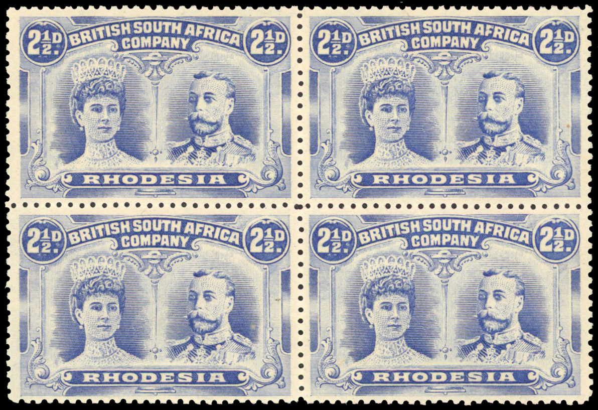 SG 131 2½d deep ultramarine block of four mint